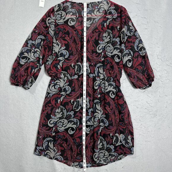 BeBop Purple and Black Print 3/4 Cinch Sleeve Dress Size Large - Picture 12 of 13